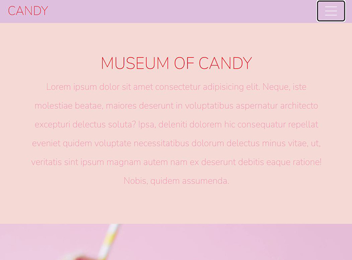 screenshot of museum of candy website